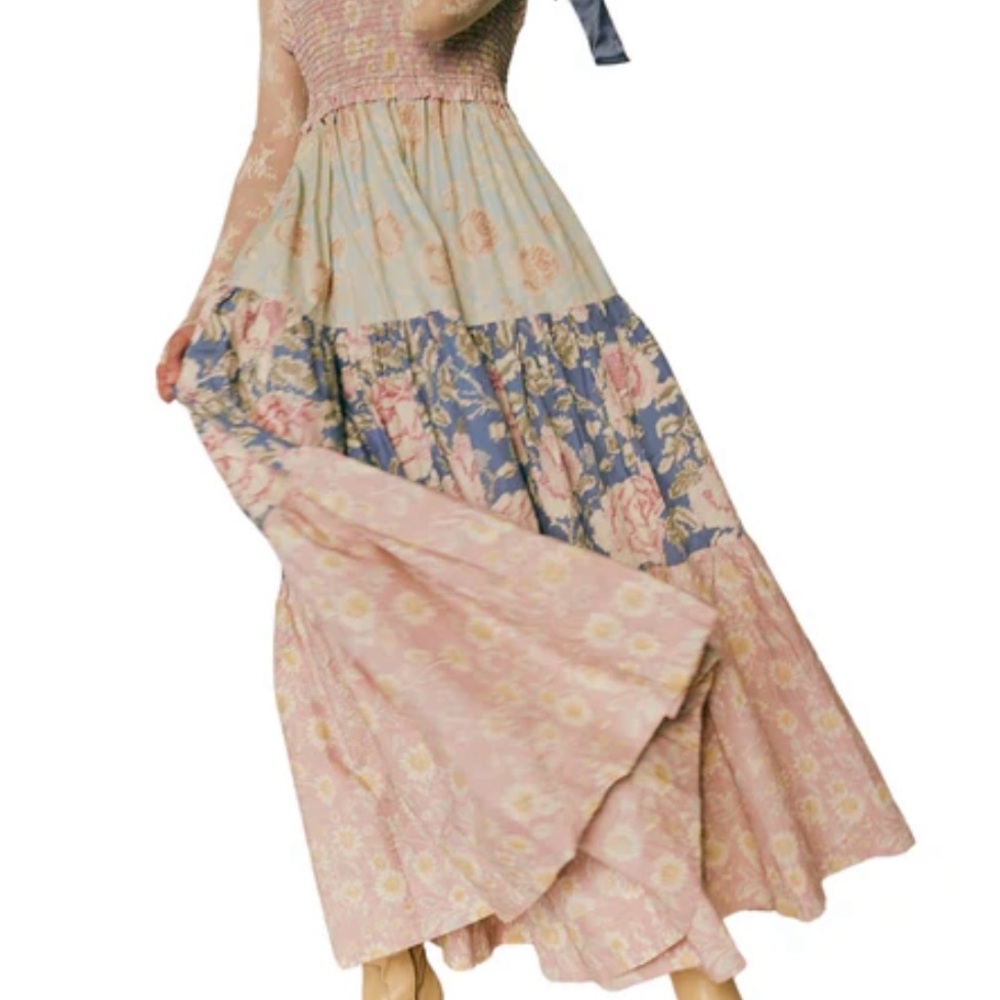 Free People Floral Maxi Dress in Pink and Blue